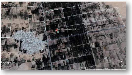 Figure 06 : le points du  prélèvement des échantillons  Périmètre Oued Retem M’Rara   (Image Google Earth2018) 