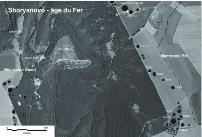 Fig. 1 : Plan de la réserve archéologique de Sboryanovo située au nord-est de la Bulgarie (800 ha).