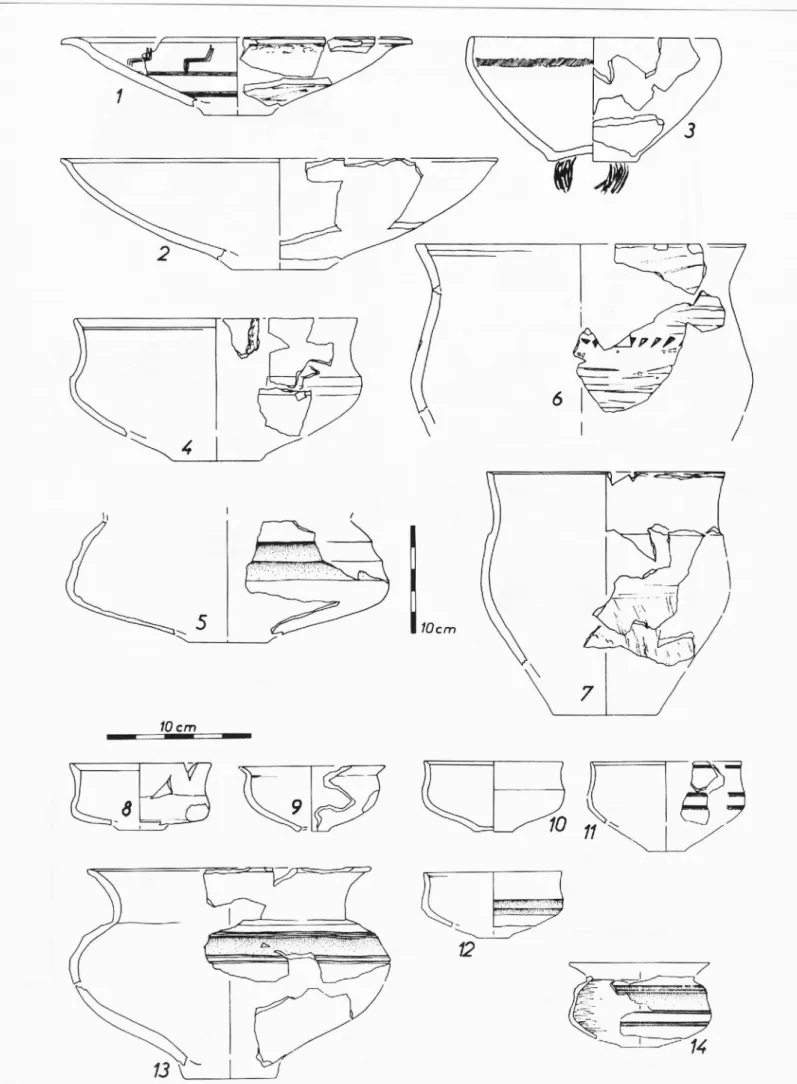 Fig.  4. Donzère «grotte de  la Chauve-Souris» (Drôme). Céramiques de la couche 9,  premier quart du  V  IJlC  siècle av