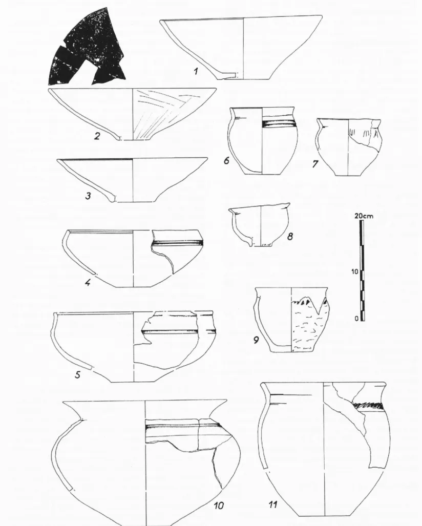 Fig. 6.  Serrières-de-Briord  «Les  Barlières»  (Ain).  Echantillon  de  céramiques  du  Bronze  final  lllb,  dernier  quart  du  rxe  siècle  av