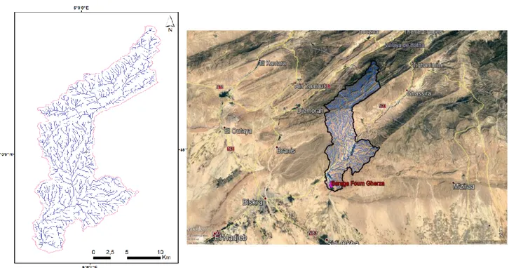 Figure I.3 : Carte de localisation du basin versant de Foum El Gherza  ( Google earth 2019 )