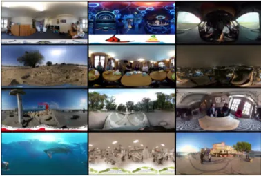 Figure 1: Examples of frame extracted from 12 of the 19 equirectangular videos.