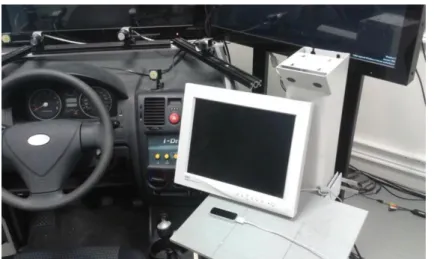 Figure 5. Picture of the screen to display the interface and of the leapmotion to capture the  gestures of the subject 
