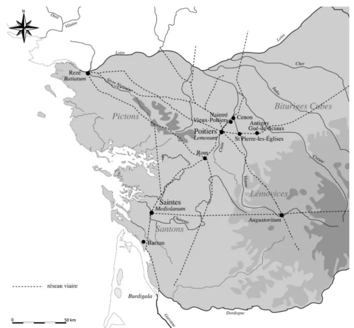 Figura 1: Carte du nord-ouest de l’Aquitaine romaine.