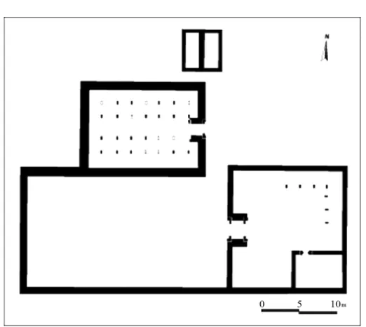 Fig. 9: Temple extra-muros de Ḥizmat an-Naṣāʾib: plan général   (relevé J.-F. Breton, infographie R