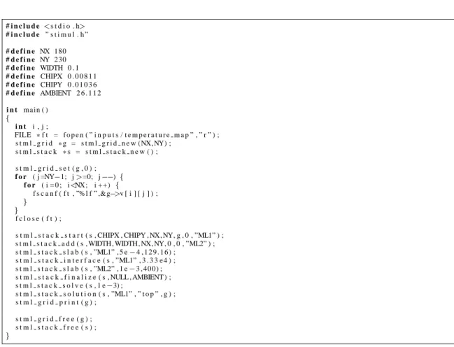 Figure 9: Program of the example 4.3 : obtaining power density from temperature.