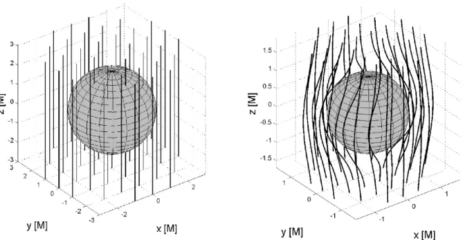 Figure 1.14. Effet de la rotation d’un trou noir sur le champs magnétique.