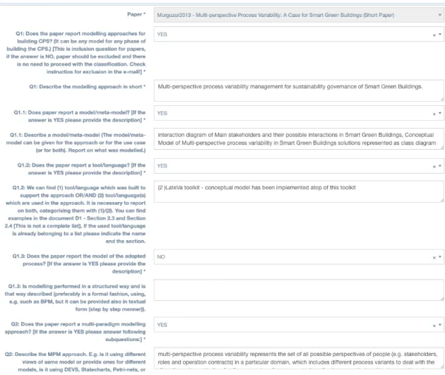 Figure 3.3: The data extraction form for this SLR in ReLiS