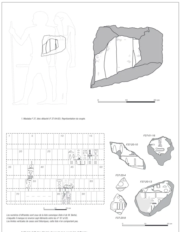 Fig. 13. Fragments de reliefs de la nécropole F: F 37.