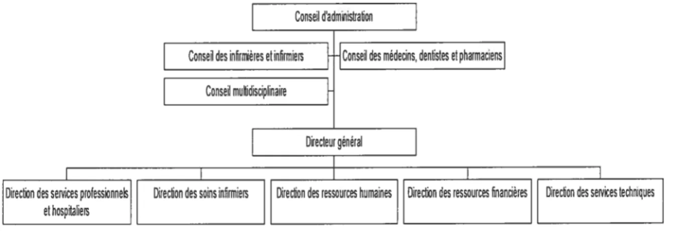 Tableau 1 — Organigramme de la structure organisationnelle avec CII