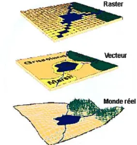 Figure 2 t Modèle raster et modèle vecteur Source: Image ESRI.