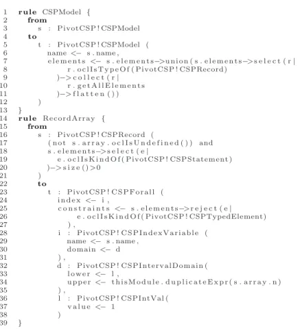 Fig. 8. Main ATL rules used to remove the concept of record in pivot models.