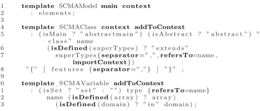 Fig. 10. Linking the grammar and the metamodel of s-COMMA with TCS.