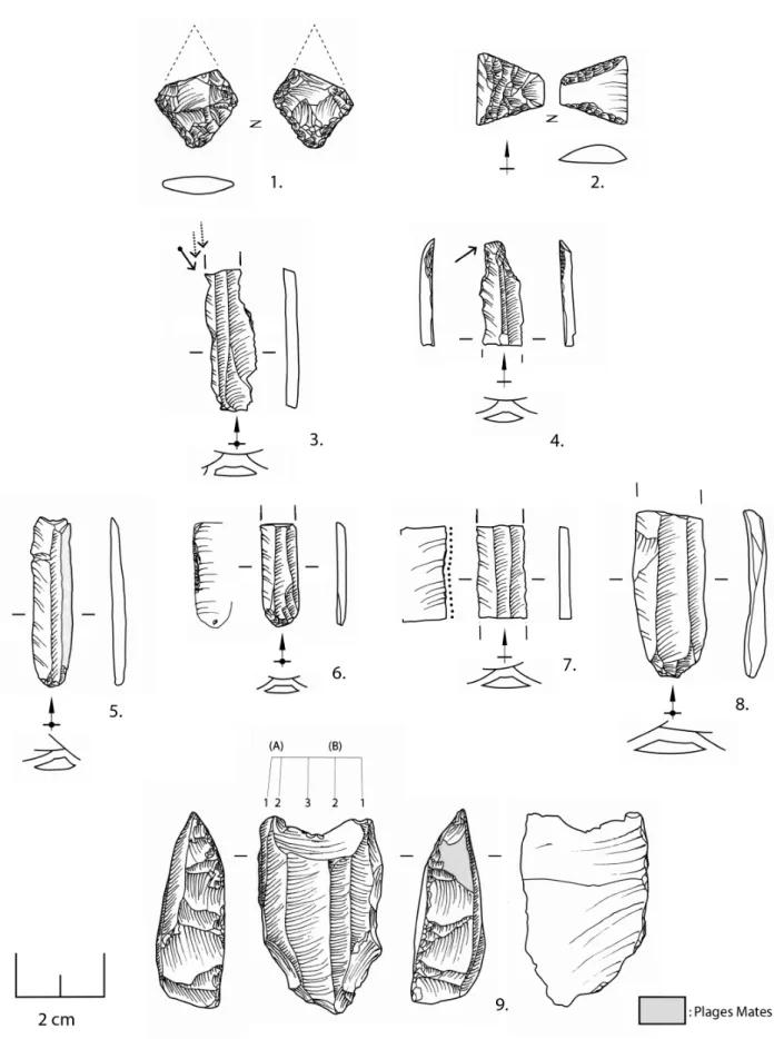 Fig. 2 : Le Gournier, Montélimar, Drôme. Planche synthétique de l’industrie en silex bédouliens de la zone G 
