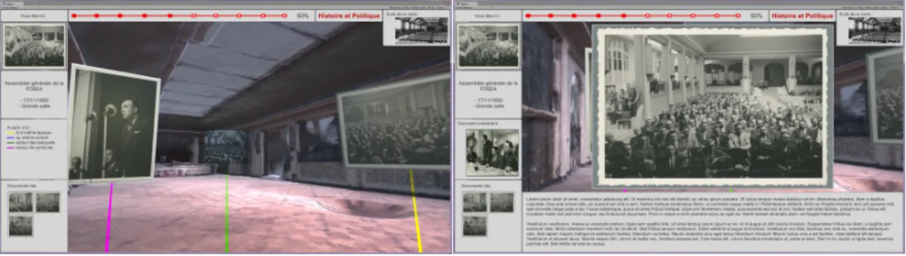 Fig. 4. Impressions d’écran du démonstrateur sous Unity3D 