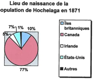 Figure 3 Lieu de naissance de la population de Hochelaga en 1871 DÎles britanniques D Canada D Irlande D États-Unis • Autres