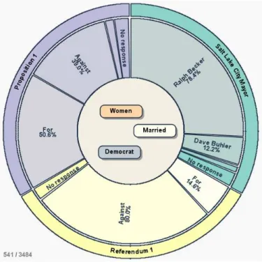 Figure 2.3 – Exemple de visualisation d’informations pour représenter les tendances du vote [24]