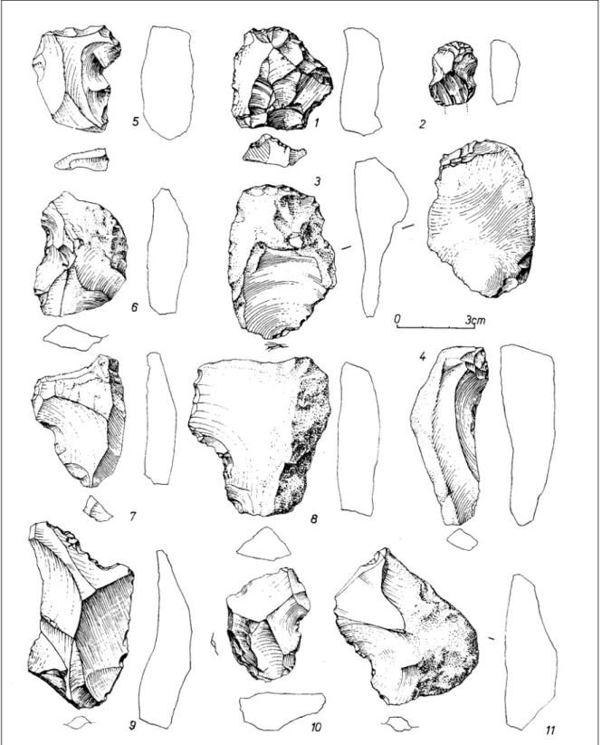 Fig. 37 : Grotte du Renne, couche XI : Outillage retouché ; d’après Girard 1980. 