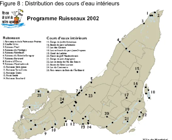 Figure 8 : Distribution des cours d’eau intérieurs  