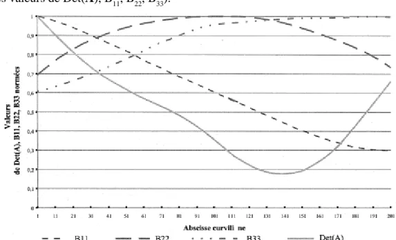 Figure 11 : Variation de la valeur des déterminants le long de la trajectoire  4.2.  L ES SURFACES CARACTERISTIQUES