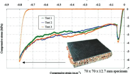 FIG. 12. Hexagonal honeycomb core submitted to compressive test.