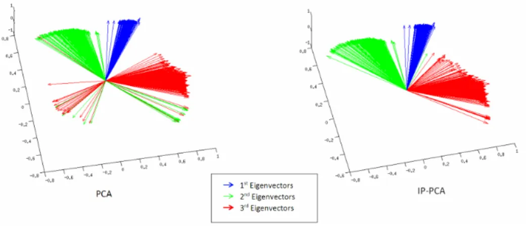 Fig. 5. Spatial representation (for the first three coordinates) of the eigenvectors of rank {1,2,3}