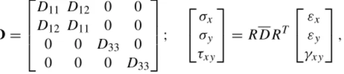 Fig. 6 a Global, local and material coordinate systems for the fabric; b comparison of load vs