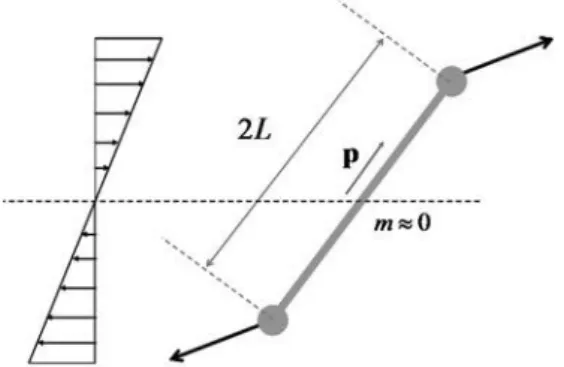 Fig. 4 Schema of a massless (m ≈ 0) tube suspended within a flow