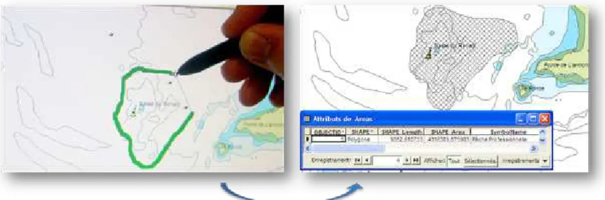 Fig. 4 : Collecte de l’information géographique auprès de personnes ressources par  la mobilisation d’un SIG exploité par une tablette PC 
