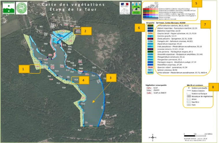 Figure 2 : exemple de lecture de carte sur l’étang de la Tour 