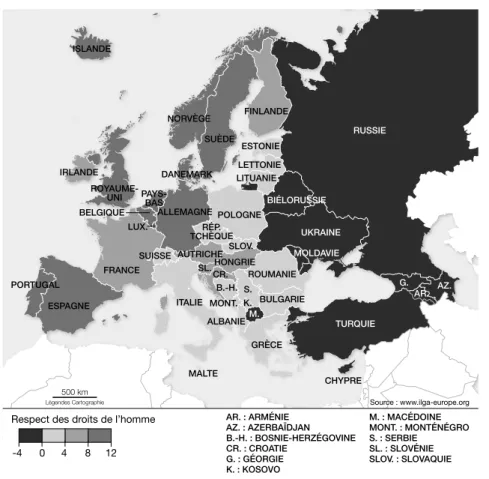 Figure 6. Carte Rainbow Europe
