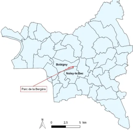 Figure 1 : localisation du site d’étude à l’échelle du département de la Seine-Saint-Denis