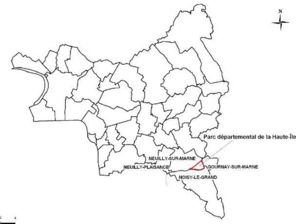Figure 1 : localisation du parc départemental de la Haute-Île au sein du département de la Seine-Saint-Denis 