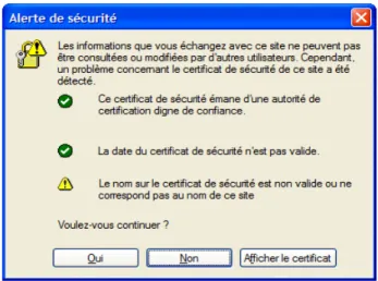 figure 3 : Fenêtre d'alerte de sécurité