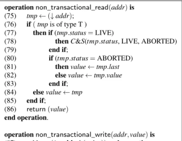 Figure 7: Non-transactional operations for reading and writing a variable.
