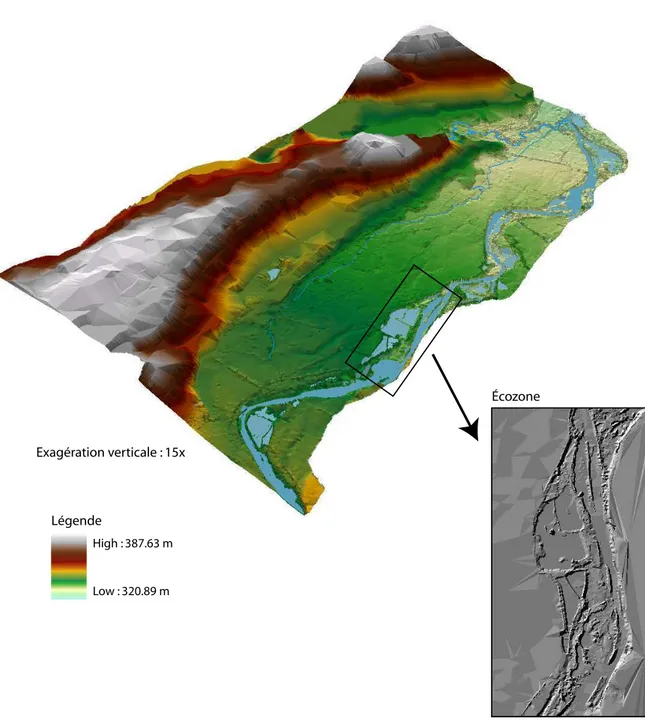 Figure 2.6 – Modèle Numérique de Terrain du site de l’Écozone du Forez.