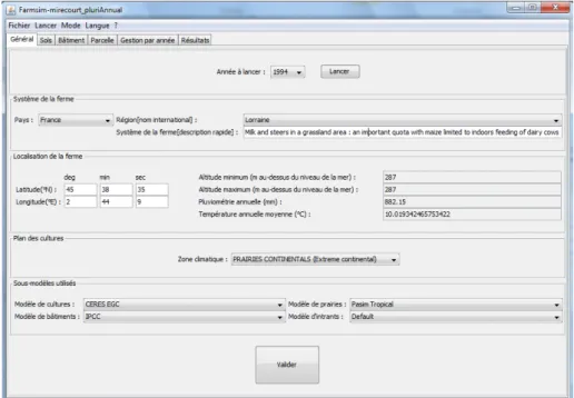 Figure A.1 – Page principale de l’interface avec choix des modèles
