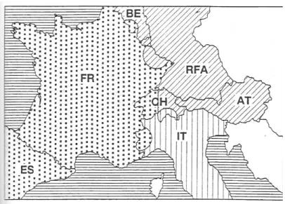 Figure 2 : Les trois zones de synchronismes distincts en Europe de l’Ouest en 1956 15