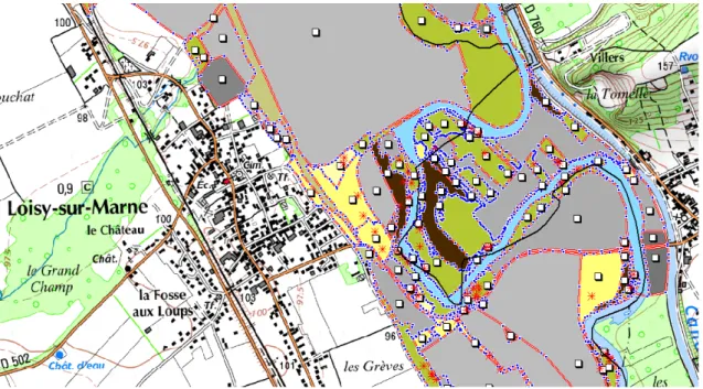Figure  10  -  Aperçu  d’un  secteur  de  cartographie  numérisée  sur  les  communes  de  Loisy-sur-Marne/Couvrot