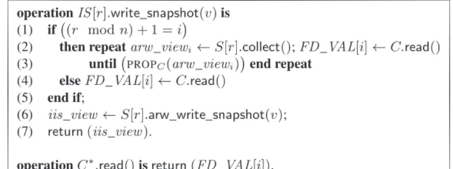Figure 2.2: A generic simulation of IIS[C ∗ ] in ARW[C]: code for a simulator p i