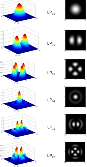 Figure 1.23: Intensity distribution of the rst modes of a step-index ber.