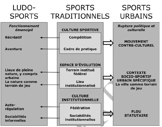 Figure 3. Sports urbains et ludo-sports face au mouvement sportif traditionnel 