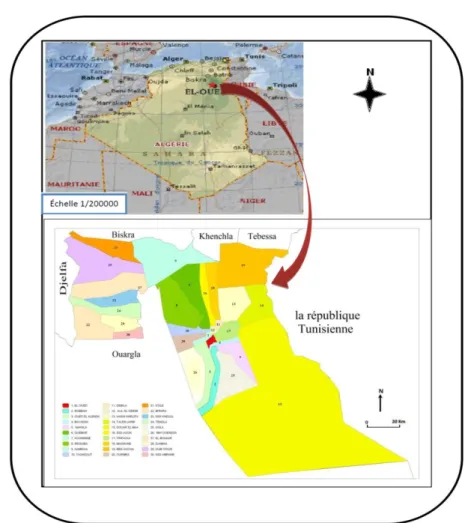 Figure 2:  Situation géographique de la région d'El-Oued