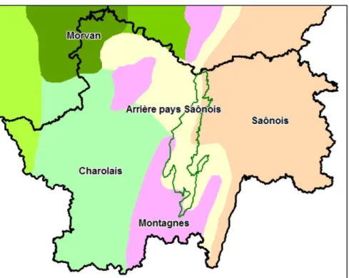 Figure 2 : Régions climatiques de  Bourgogne 