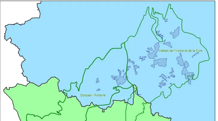 Figure 1 : Znieff de type I du Donziais-Forterre et des Vallées de l’Yonne et de la Cure 