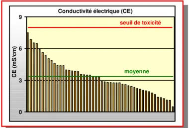 Figure 10 : distribution des valeurs de conductivité électrique (CE) 