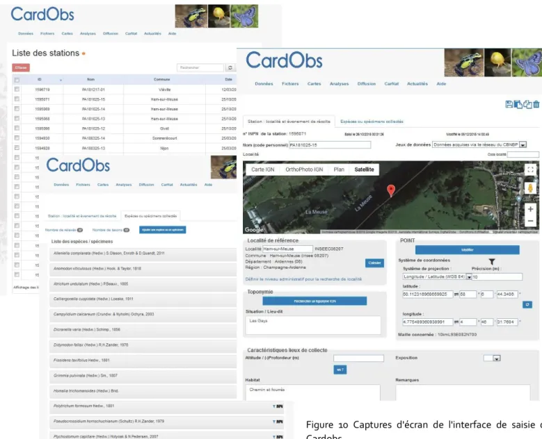 Figure  10  Captures  d'écran  de  l'interface  de  saisie  de  Cardobs 