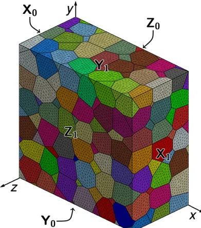 Figure 2: Mesh of the 291 grain aggregate with the definition of each face.