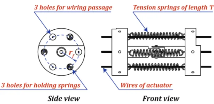 Fig. 4. Proposed tensigrity structure with three springs and a universal joint