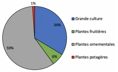 Figure 1. Répartition des mutants générés in vitro par familles de plantes 